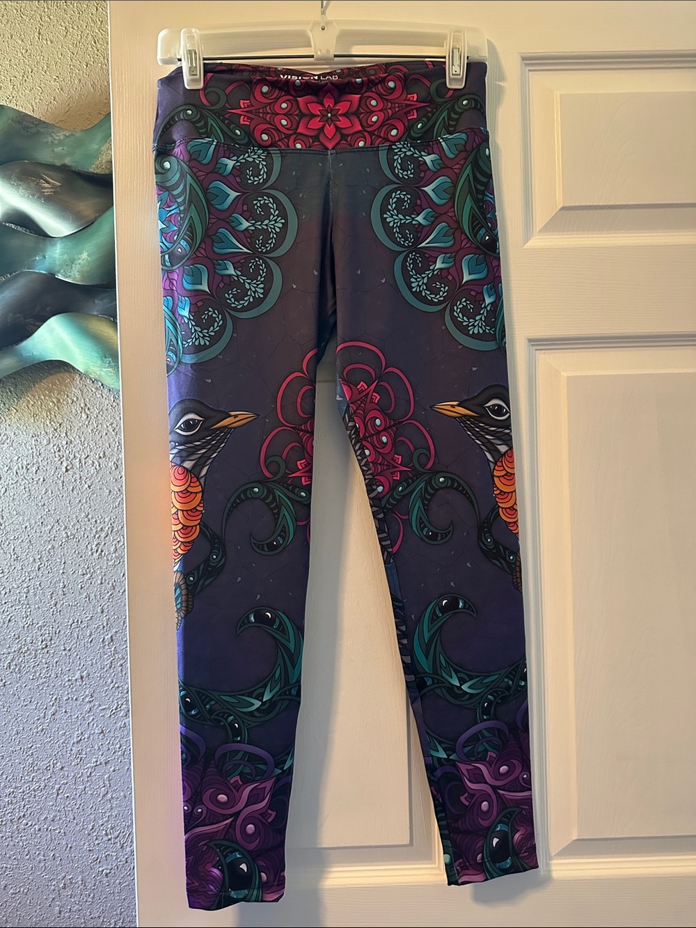 Women's Purple Floral & Bird Print Leggings